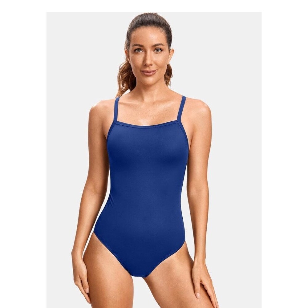 SYROKAN Women's Athletic Competitive One Piece Swimsuit Waves Blue 38(L/xL) NWT